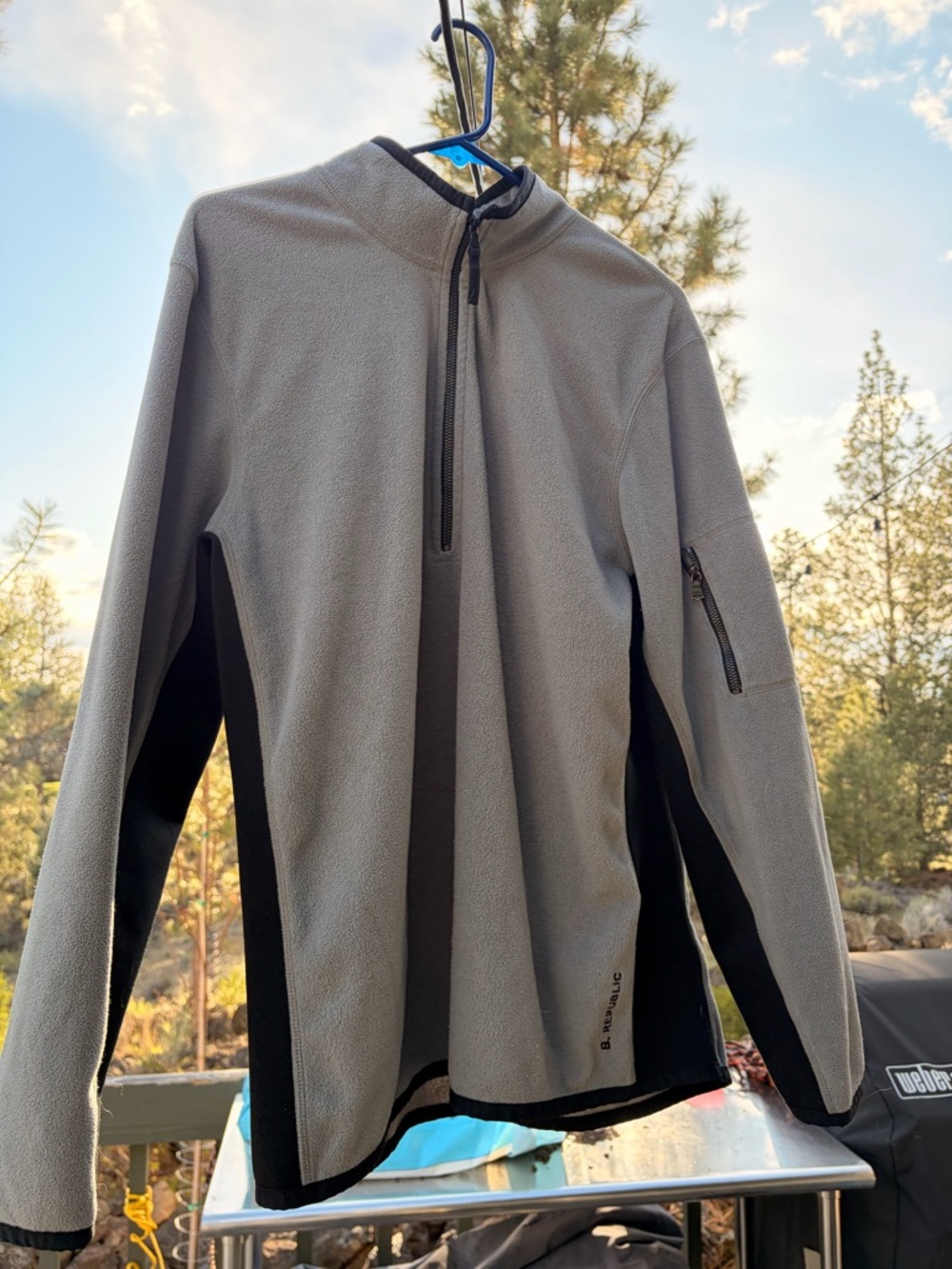 Banana Republic Green and Black Quarter-Zip Fleece Mens size Large